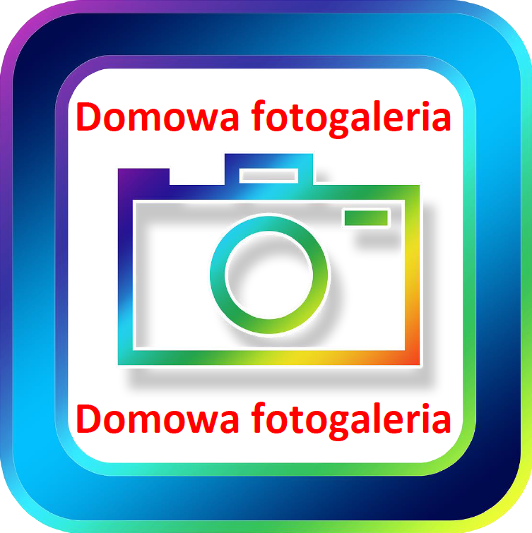 Obrazek przedstawiający aparat fotograficzny z napisem domowa fotogaleria