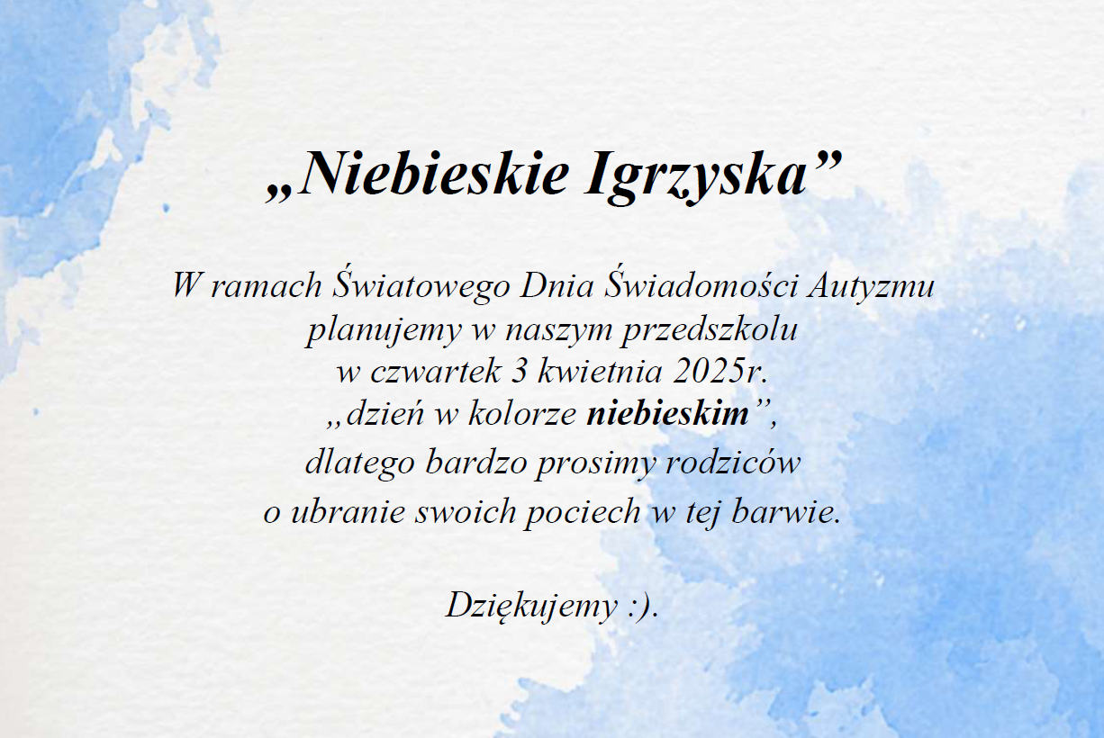 Plakat informujący o dniu w kolorze niebieskim - 3 kwietnia 2025r.