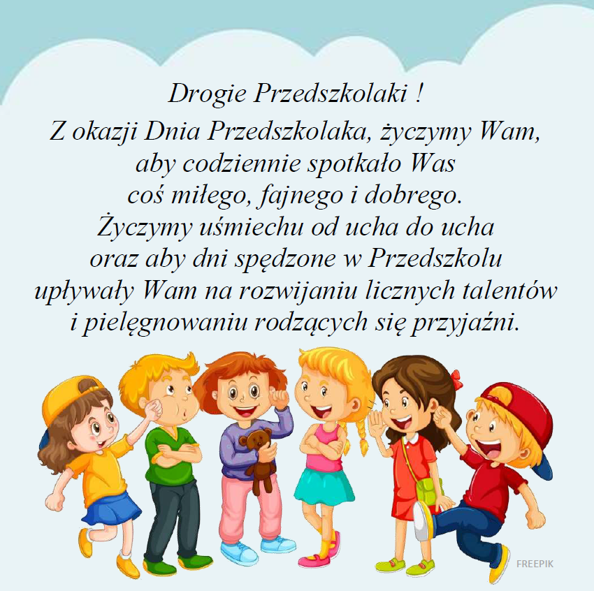 Plakat z życzeniami dla dzieci z okazji Dnia Przedszkolaka