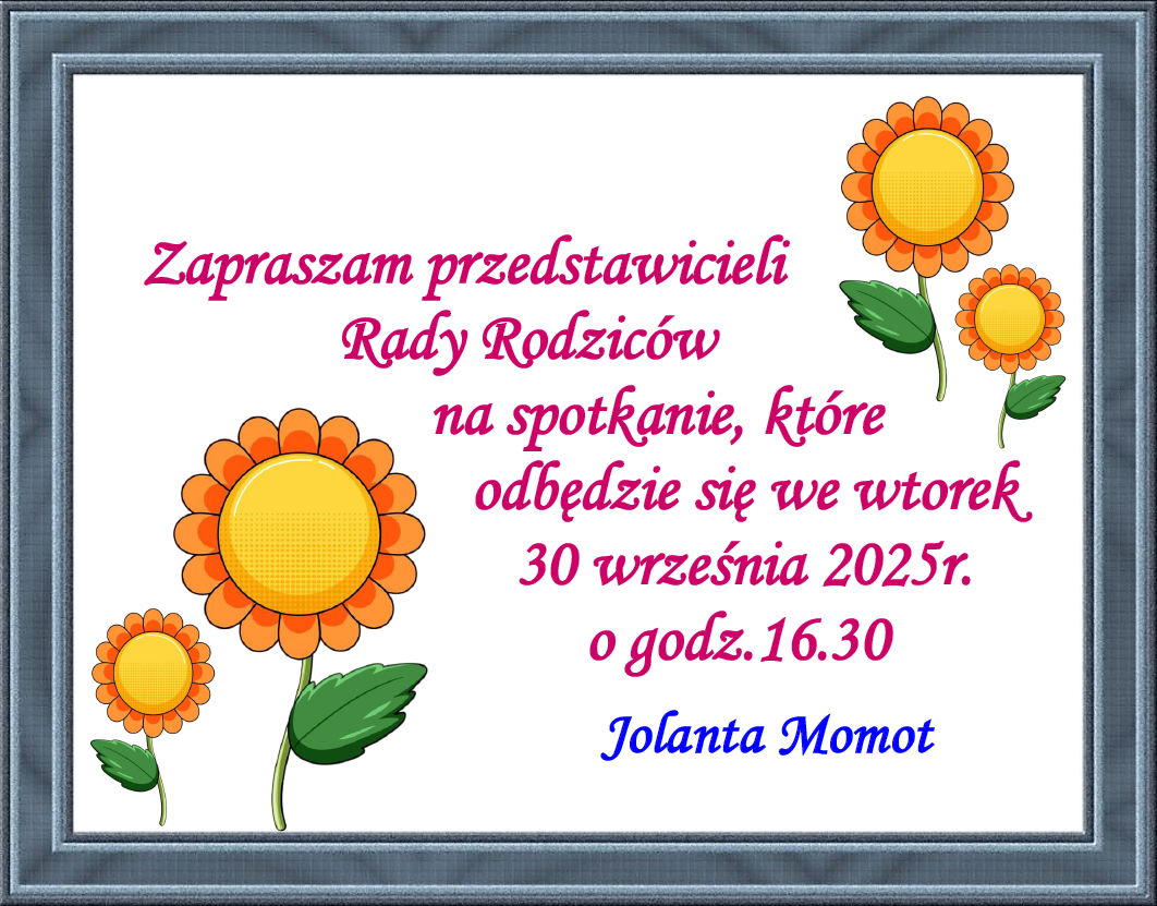 Plakat informujący o zebraniu rady rodziców 30.09.2025r. godz. 16.30