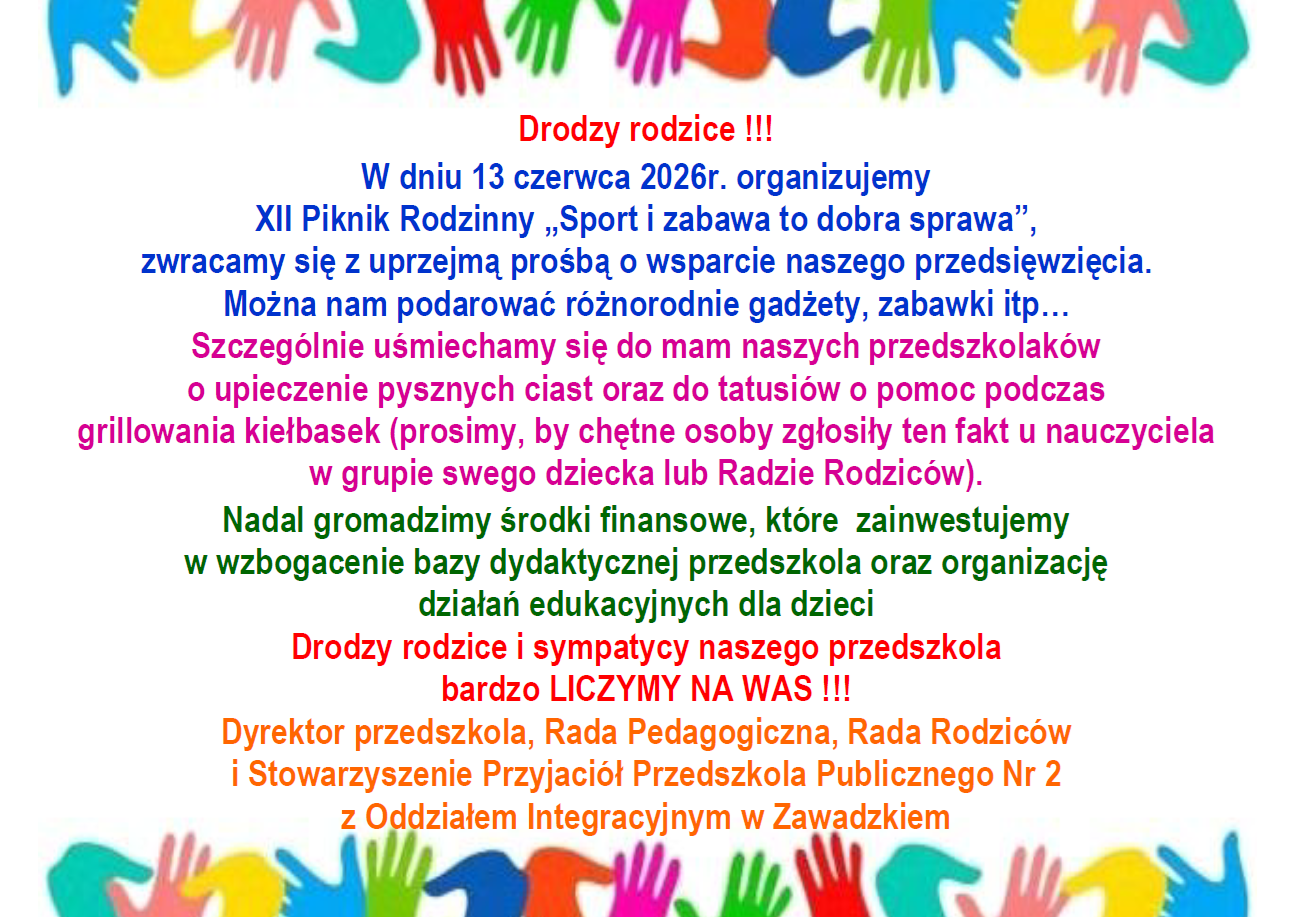 Plakat informujący o Pikniku Rodzinnym w dniu 13.06.2026r.