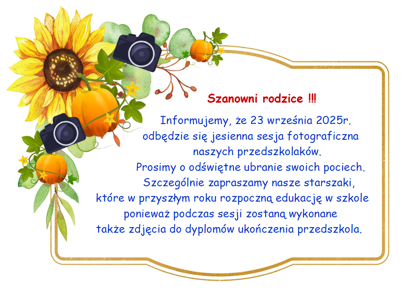 Plakat informujący o jesiennej sesji fotograficznej w dniu 23.09.2025r.