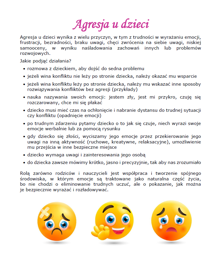 Plakat o agresji u dzieci